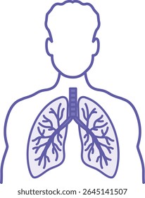 Colored Lungs Icon. Vector Illustration. Lungs Inside a Human. Body Part, Internal Organ. Anatomy, Medicine. Lung Disease Concept