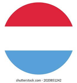 Bandera luxemburguesa de colores. Ilustración vectorial de la bandera circular de Luxemburgo