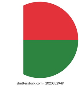 Colored Madagascar flag. Vector illustration of circle Madagascar flag