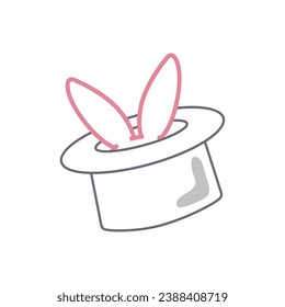 Colored magic hat with rabbit ears icon Vector