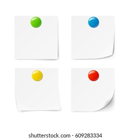 Colored magnets isolated on white background. Vector illustration. 