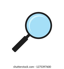 Colored magnifying glass vector flat icon isolated on white