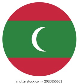 Bandera de las Maldivas de colores. Ilustración vectorial de la bandera circular de Maldivas