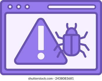 Colored Malware Icon. Vector Icon of Website and Malicious Virus Danger Sign. Dangerous Infection, Cyberattack. Computer Security and Programming Concept