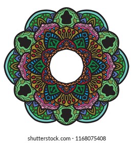 Colored mandala art with abstract floral motifs that are exotic and beautiful. Applied for decorating and beautifying the room