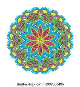 colored mandala with blue and green floral - high resolution colorful mandala - vector mandala colored - mandala colored floral 