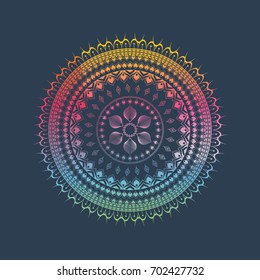 A colored mandala for design, on fabric.