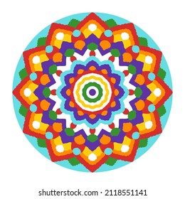 Colored Mandala - Hand Drawn Vector Art