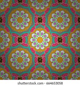 Colored mandala logo on background. Sacred geometric vector symbol with many petals flower.