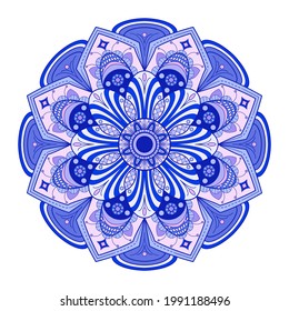 A colored mandala on a white background. Decorative element for the design.