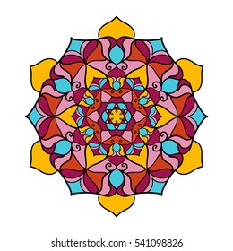 Colored mandala on the white background.