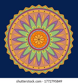 
colored mandala. orange with green. Marigold. vector