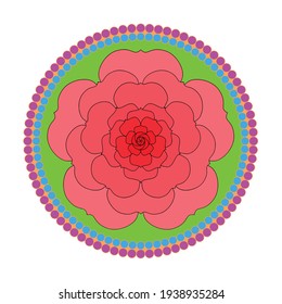 mandala coloreada con rosa rosa rosa - mandala colorida de alta resolución - de color mandala vectorial - de color mandala floral 