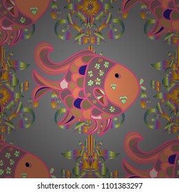 Colored Mandala. Round Ornament Pattern on a red, brown and neutral colors. Oriental motifs. Vector geometric circle elements. Spiritual and ritual symbol of Islam, Arabic, Indian religions.