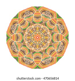 Colored mandala. Round Ornament Pattern. Vintage decorative elements. Hand drawn background. Islam, Arabic, Indian, ottoman motifs.