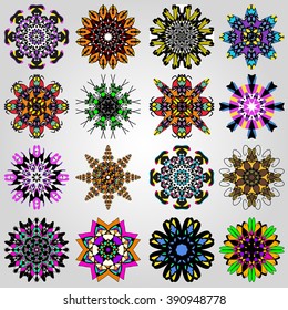 colored mandala symbol vector illustration collection