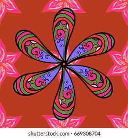 Colored Mandala. Vector geometric circle elements. Round Ornament Pattern on a blue background. Oriental motifs. Spiritual and ritual symbol of Islam, Arabic, Indian religions.