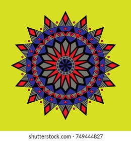 Colored mandala. Vector geometric round pattern