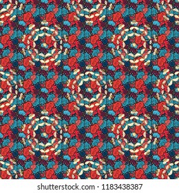 Colored mandalas element. Vector illustration. Blue, black and pink colors.