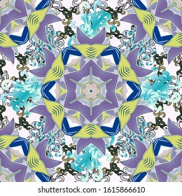 Colored mandalas element. Vector illustration. Blue, neutral and violet colors.