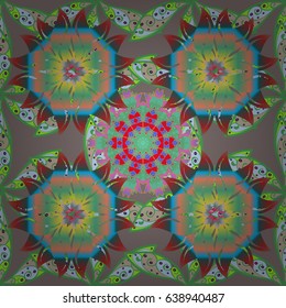 Colored mandalas element. Vector illustration. Gray background.