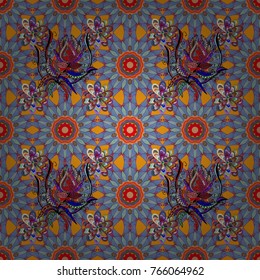 Colored mandalas element. Vector illustration. Blue, yellow and neutral colors.