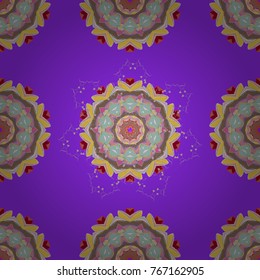 Colored mandalas element. Vector illustration. Violet, neutral and brown colors.