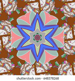 Colored Mandalas on a background. Oriental pattern. Islam, Arabic, Indian, turkish, pakistan, chinese, ottoman motifs. Vintage vector decorative elements.