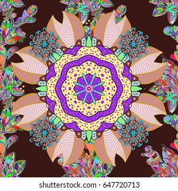Colored Mandalas on a white background. Oriental pattern. Islam, Arabic, Indian, turkish, pakistan, chinese, ottoman motifs. Vintage vector decorative elements.