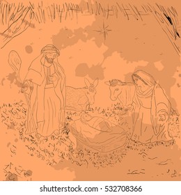 Colored manger for christmas celebrations, Vector illustration