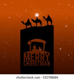 Colored manger for christmas celebrations, Vector illustration