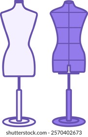 Colored Mannequin Icons. Vector Illustration. Artificial Model for Displaying Clothes in a Store. Fashion Concept