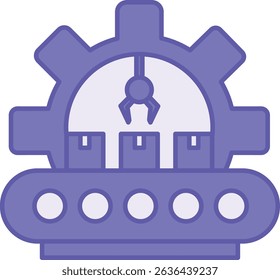 Colored Manufacturing Icon. Vector Illustration. Production and Creation of Products. Gear and Robotics. Concept Engineering
