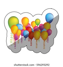 colored many party balloon with serpentine icon, vector illustraction
