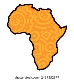 Colored map of Africa with cultural patterns Vector illustration