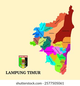 Colored Map and Emblem of Lampung Timur