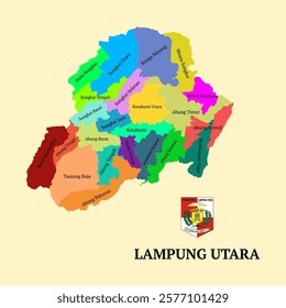 Colored Map and Emblem of Lampung Utara