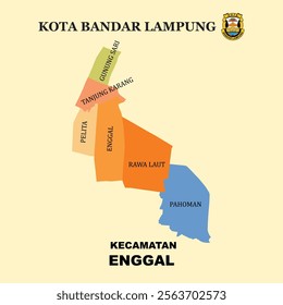 Colored Map of Enggal District in Bandar Lampung City