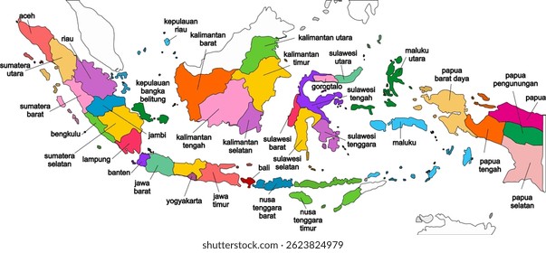 mapa colorido de indonésia com cada província