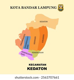 Colored Map of Kedaton District in Bandar Lampung City