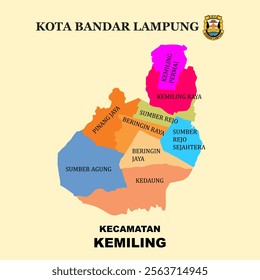 Colored Map of Kemiling District in Bandar Lampung City