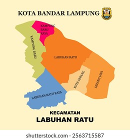 Colored Map of Labuhan Ratu District in Bandar Lampung City