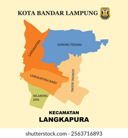 Colored Map of Langkapura District in Bandar Lampung City