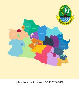 Colored Map and Logo of Jawa Barat (West Java) svg