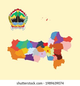 Colored Map and Logo of Jawa Tengah (Central Java) - Indonesia svg