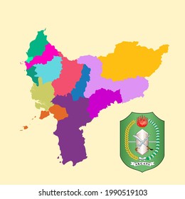 Colored Map and Logo of Kalimantan Barat (West Kalimantan)