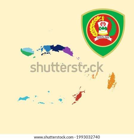 Colored Map and Logo of Maluku