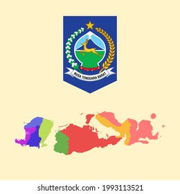 Colored Map and Logo of NUSA TENGGARA BARAT (WEST NUSA TENGGARA)