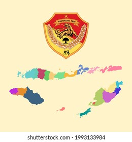 Colored Map and Logo of NUSA TENGGARA TIMUR (EAST NUSA TENGGARA)