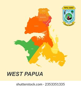 Colored map and logo of Papua Barat - West Papua